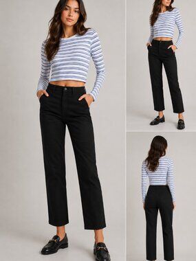 NEW Brixton Victory Chino High Waist Straight Leg Pants in Black Size 27